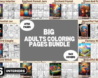 4750 Adults Coloring Pages Bundle (PNG Digital Download)