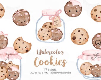 Imágenes prediseñadas de galletas en acuarela, PNG para hornear (descarga digital)