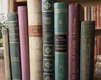8 Vintage Books for Decor | Curated Vintage Book Set | Decorative Hardcover Books | Bookshelf Decor | Old Books | Dark Academia