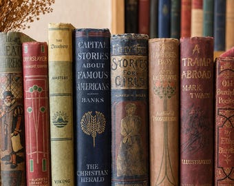 8 Vintage Books for Decor | Curated Vintage Book Set | Decorative Hardcover Books | Bookshelf Decor | Old Books | Dark Academia