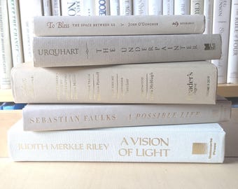 Tan Books for Decor - Set of 5 – Mixed Decorative Library Decor