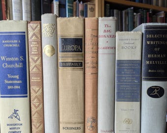 Neutral Decorative Vintage Books Set of 8 – Bookshelf Styling - Home Décor