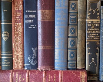 Zestaw 6 książek Vintage – mieszany, dekoracyjny wystrój biblioteki