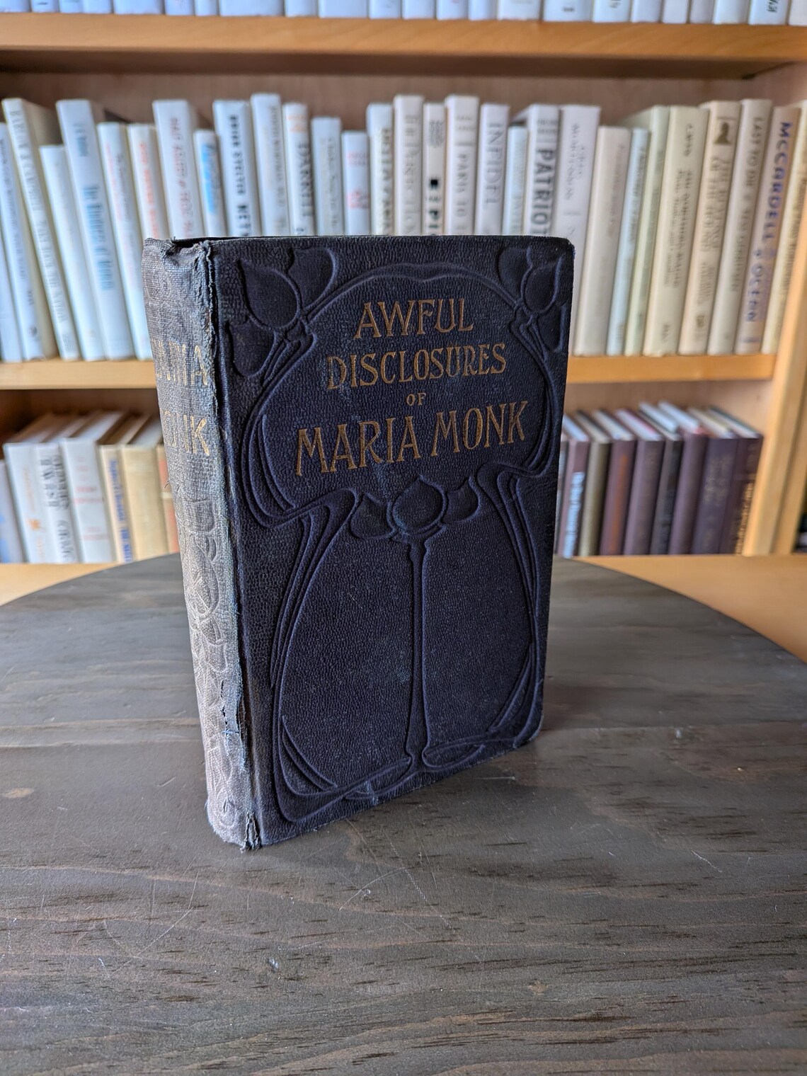 Antique Awful Disclosures of Maria Monk, Ornate Blue Embossed Hardcover, Illustrated Religious Controversy Book, T.B. Peterson Philadelphia, photo 2 of 5