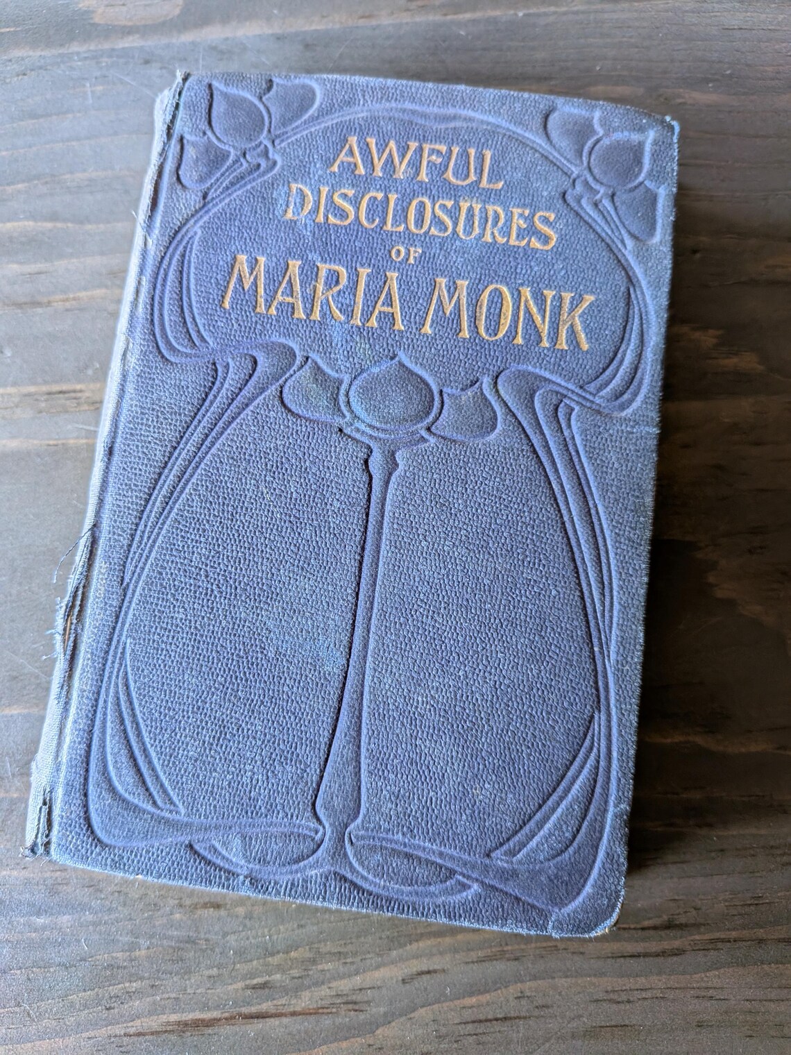 Antique Awful Disclosures of Maria Monk, Ornate Blue Embossed Hardcover, Illustrated Religious Controversy Book, T.B. Peterson Philadelphia, photo 4 of 5