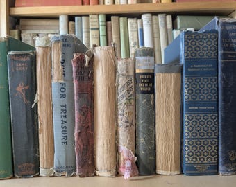 Distressed Decorative Vintage Book Set of 8 - Vintage Decorative Books - Home Decor - Bookshelf Styling - Curated Collection