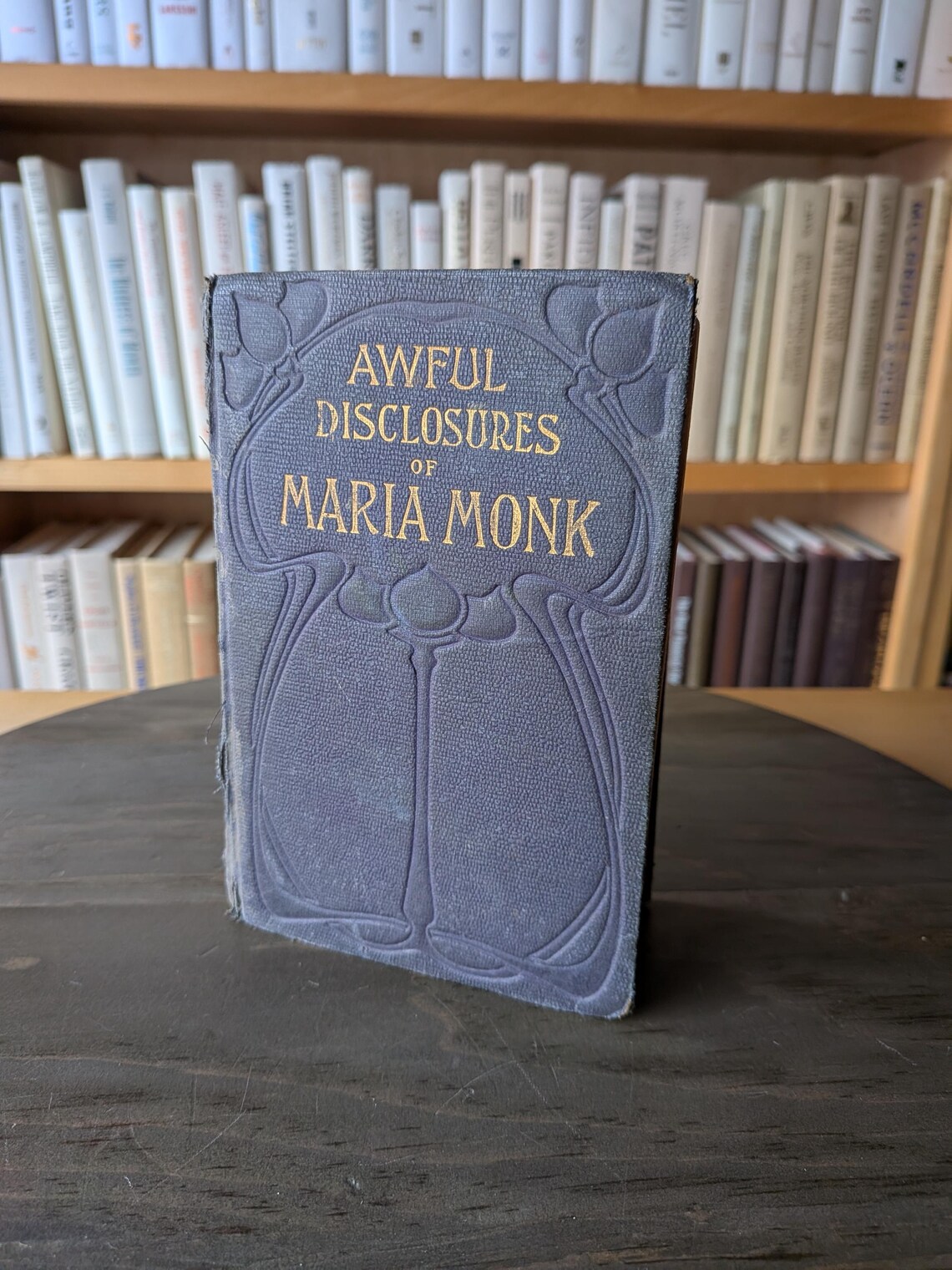 Antique Awful Disclosures of Maria Monk, Ornate Blue Embossed Hardcover, Illustrated Religious Controversy Book, T.B. Peterson Philadelphia, photo 1 of 5