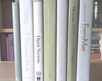 Sage & Cream Books for Decor - Set of 8 – Mixed Decorative Library Decor