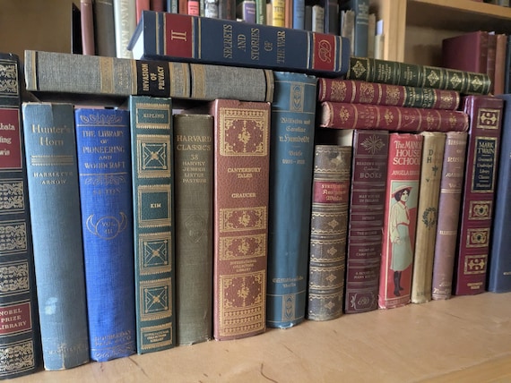 Decorative Vintage Books Set of 15- Curated Vintage Book Decor - Bookshelf Styling - Home Decor