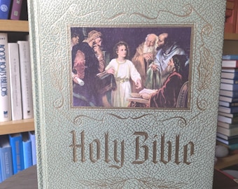 Illustrated Family Bible KJV - Heirloom Red Letter Edition - 1971 - Vintage Hardcover Book