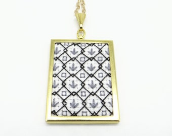 Rectangular Patterned Embroidery Pendant