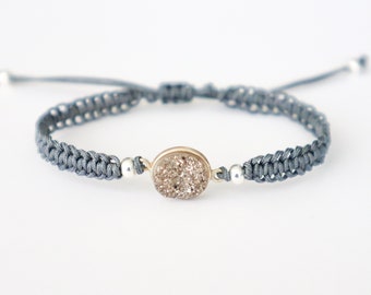 Macrame Bracelet with Druzy Connector