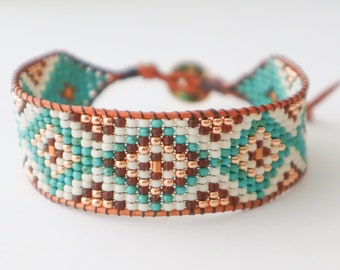 Leather Bead Loom Bracelet