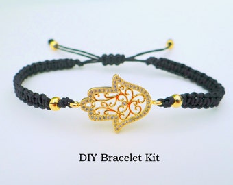 DIY Bracelet Kit - Hamsa Macrame Bracelet Tutorial