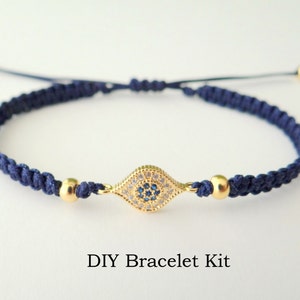 DIY Bracelet Kit Rhinestone Macrame Bracelet Tutorial Gold