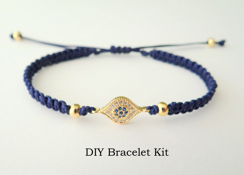 DIY Bracelet Kit Rhinestone Macrame Bracelet Tutorial Gold