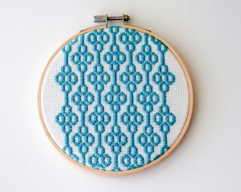Blue Geometric Embroidery Hoop Art