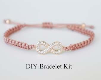 DIY Bracelet Kit - Macrame Bracelet with Infinity Heart