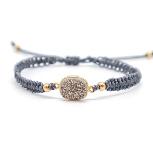 DIY Bracelet Kit - Druzy Macrame Bracelet Tutorial Platinum druzy