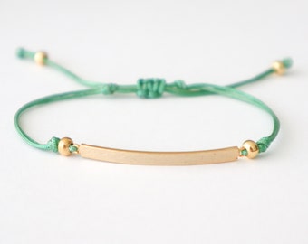 Dainty Gold Bar String Bracelet
