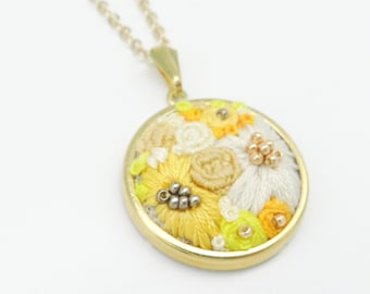 Yellow Floral Embroidery Necklace