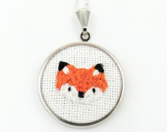 Fox Embroidery Necklace