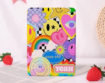 Smiling Face Personalized Kobo Clara/Libra Case Kindle Paperwhite 10/11/12th Case,Auto Wake/Sleep Case,Custom Name Colorsoft 2024 Cover