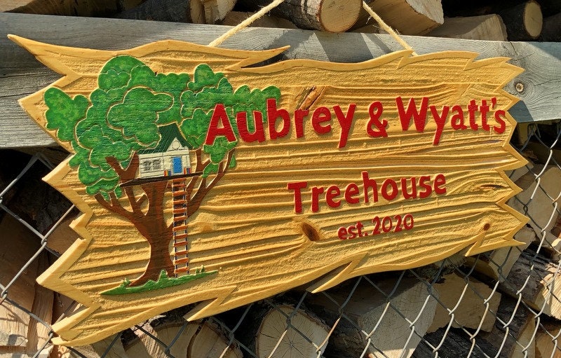 Wooden Sign Aubrey and Wyatt's Treehouse Etsy