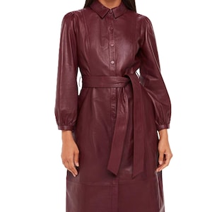 knee length dresses for ladies Etta Dress Burgundy – TOVE Studio main image 0