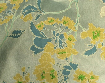 Vintage Cohama Hand Print Asian Inspired Bird Bamboo Fabric, Vintage Cohanma Mandarin Pattern Fabric, Vintage Window Treatment, Fabric Panel