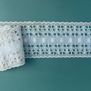 Vintage White Cotton Petticoat Embroidered Eyelet Insert Lace, Christening Gown Lace, Vintage Crafting Sewing Supplies