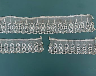 Antique Ivory Cotton Lace Collar and Cuffs, Antique Clothing Accessories