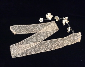 Antique 1920s Ivory Cotton Net Lace French Lace Trim