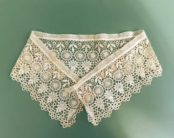 Antique Wide Ecru Cotton Net Lace, Antique Cotton Lace, Antique Ecru Lace Trim