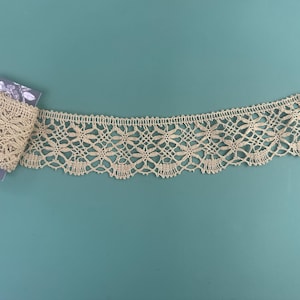 Vintage Ecru Leinen Spitzenborte Florale Bogenkante, Vintage Country Spitze, Vintage Nähzubehör, Vintage Bastelzubehör