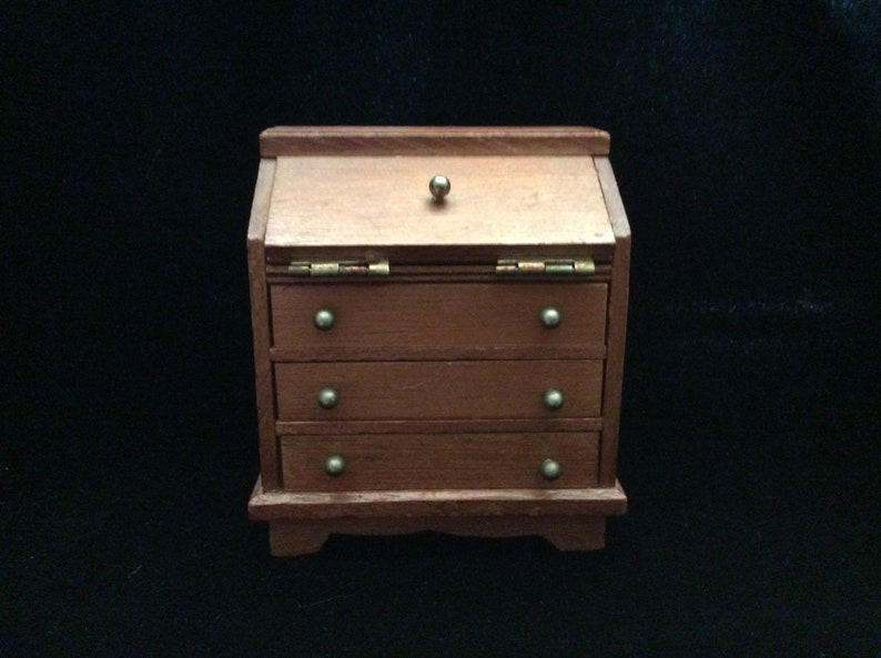 Vintage Wooden Dollhouse Furniture Secretary Desk Doll House With Drawers Playhouse Wood