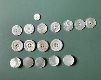 Vintage White Mother of Pearl Buttons - 4 Matched Sets, Vintage MOP Buttons, Vintage Sewing Supplies