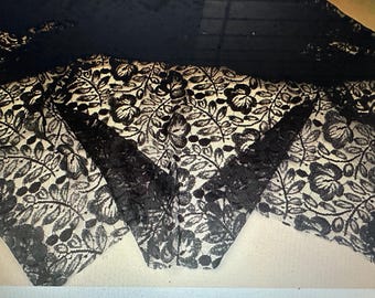 Vintage Black Cotton Mourning Lace Fabric