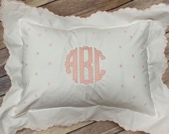 Embroidered Baby Pillow With "ABC" Monogram-Includes Pillow Insert, Keepsake Baby Pillow, Ready to Ship