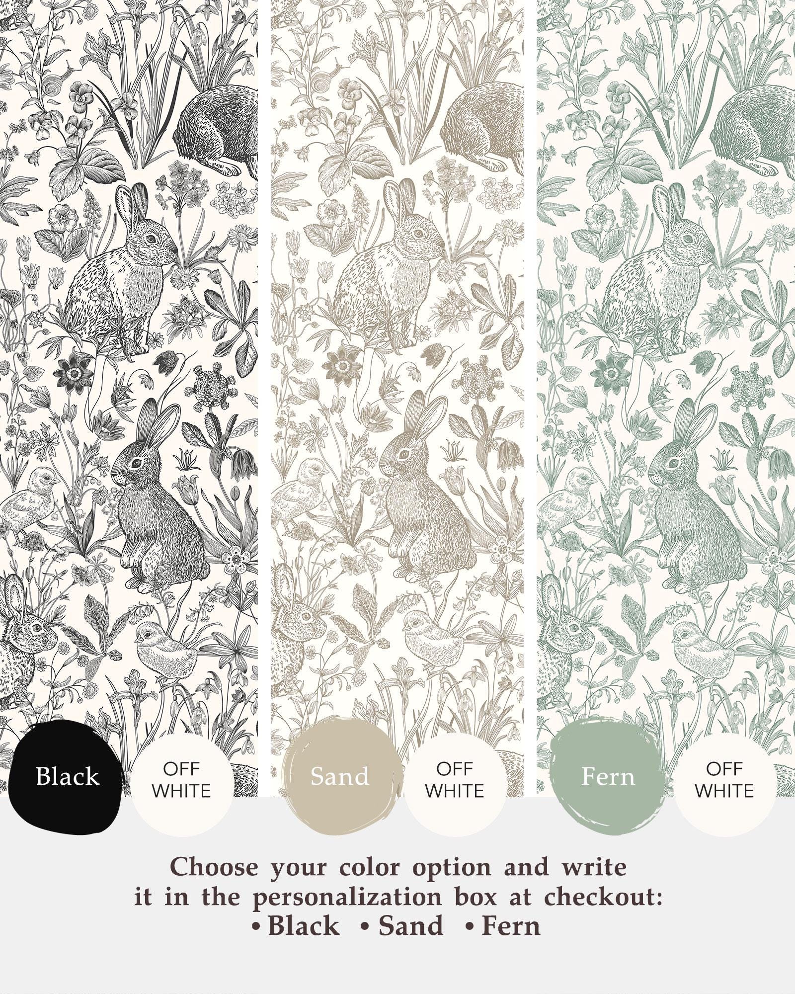 Vintage Rabbit Background Pattern Vintage Woodland Rabbit Pattern Wallpaper Roll, Seamless Nature Print ...