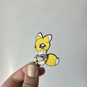 Épinglette en émail dur Tamers Renamon de Chibi-mon (queue à ressort)