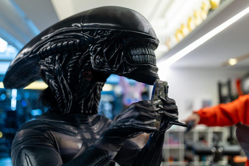 Cosplay Dressing Helmet Alien Head Outfit Suit Halloween Funny Horrible ...