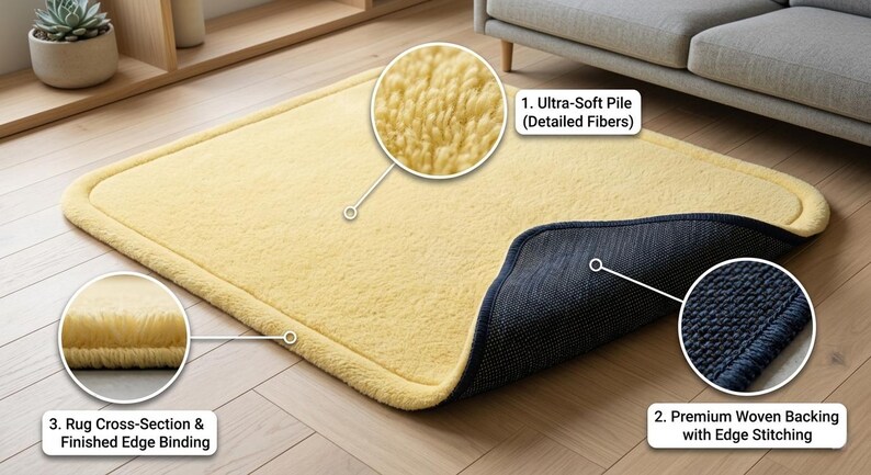 Butter Yellow Rug Large Area Rug for Living Room Sofa Soft Plush Tufted ...