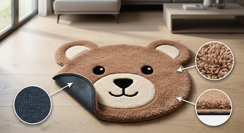 Teddy Bear Rug Tufted, Cute Bear Shape Carpet for Kids Room Nursery ...