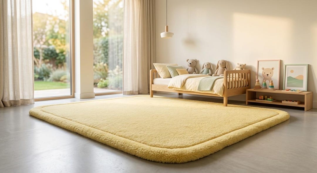 Butter Yellow Rug Large Area Rug for Living Room Sofa Soft Plush Tufted ...