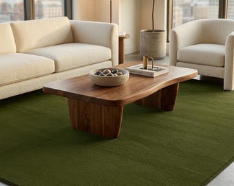 Green Area Rug, Light Olive Modern Area Rug, Handmade Minimal Rug, Modern Living Room Carpet, Custom Floor Rug
