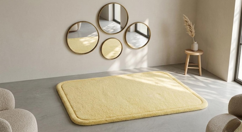 Butter Yellow Rug Large Area Rug for Living Room Sofa Soft Plush Tufted ...