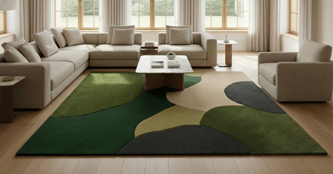 Handmade Tufted Wool Area Rug – Modern Abstract Design, Custom Carpet ...