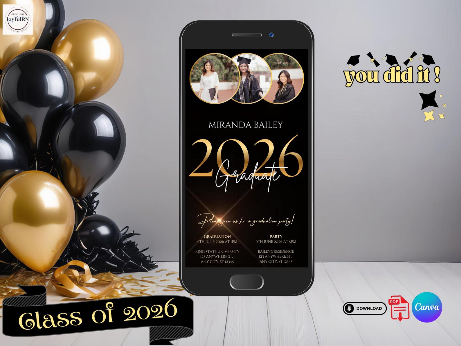 Custom Animated Graduation Invitation - Mobile-friendly Design for 2026 ...