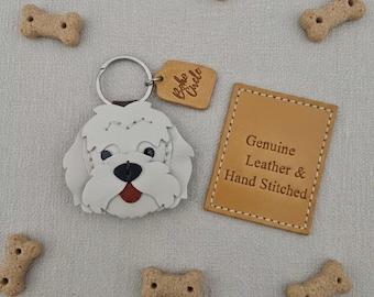 Leather Westie Keyring | West Highland White Terrier Personalised Pet Memorial Gift